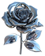 Sticker - PNG Futuristic metallic rose illustration