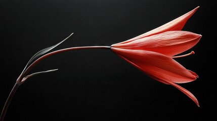 Canvas Print -   A close-up of a red flower on a black background