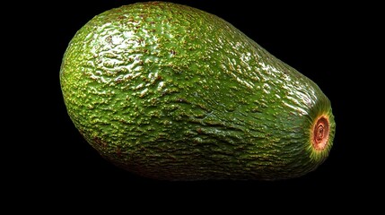 Poster -   Avocado on black background with red spot in center