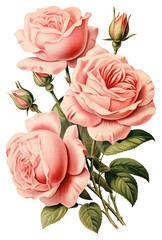 Canvas Print - PNG  Elegant pink rose illustration