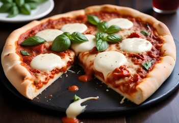 Wall Mural - pizza with tomatoes and mozzarella