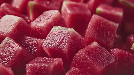 Poster -  Watermelons cut and stacked on cutting board