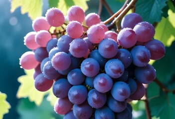 Wall Mural - red grapes on vine