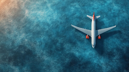 Airplane against Blue background with copy space Travel and vacation concept	