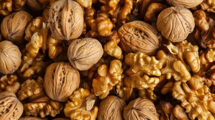 a pile of walnuts sitting next to each other