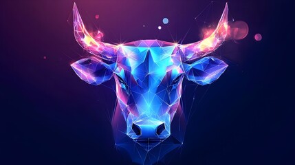 Polygon futuristic bull symbol of royalty and power