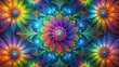 © sarinya - Vibrant and colorful fractal design resembling blooming flowers , fractal, colorful, vibrant, flowers, blooming, pattern, design