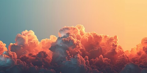 Wall Mural - Sunset sky adorned with orange and gray clouds