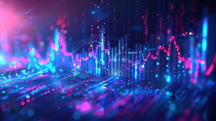 Wall Mural - Abstract Digital Stock Market Visualization