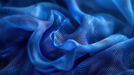 Produce a high-resolution abstract background in vibrant blue with textured fiber details. The design should be suitable for use in backgrounds, textile designs, and creative art projects