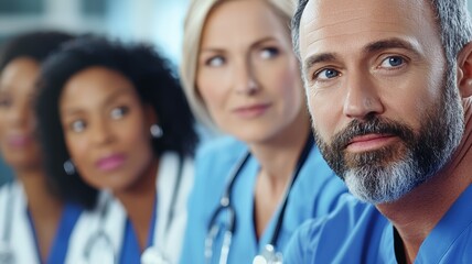 Wall Mural - A group of medical professionals are standing in a line