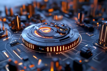 Poster - An abstract digital landscape featuring glowing circuits and futuristic designs, showcasing technology and innovation.