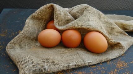 Canvas Print - Eggs in a Burlap Sack