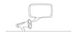 © Olga Rai - One continuous line drawing of loudspeaker bullhorn with speech balloon. Megaphone speaker symbol of marketing promotion in simple linear style. Hiring and job offer concept. Vector illustration