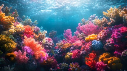 Serene underwater landscape with coral reef and gentle light wallpaper