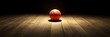 © Sarbinaz Mustafina - A basketball is sitting on a wooden floor in a dimly lit room