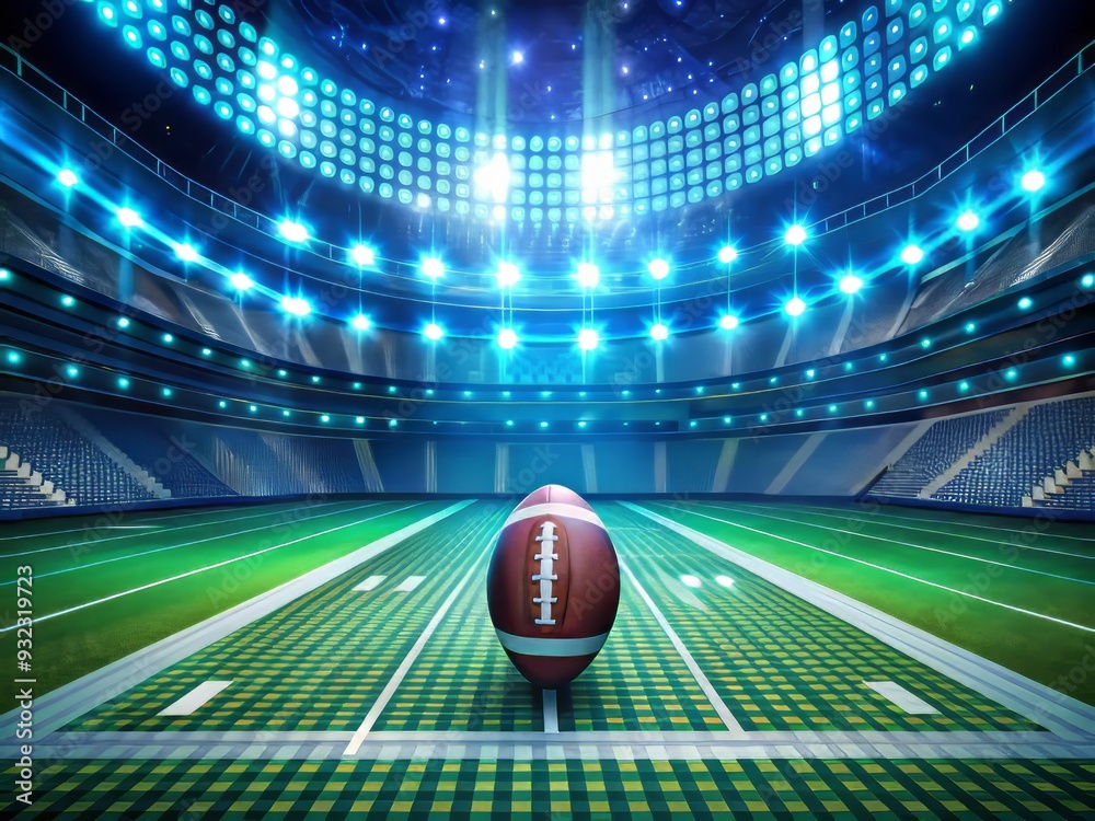 Blue and green turf meets futuristic stadium lights as football players ...