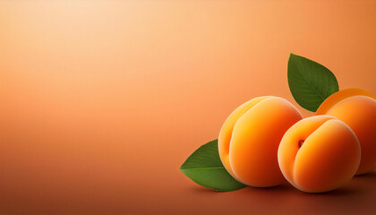 Apricot gradient background including apricots with leaves