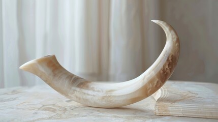 Poster - A single elephant tusk placed on a table, ready for display or study