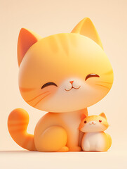 Wall Mural - Cute 3D pet cat