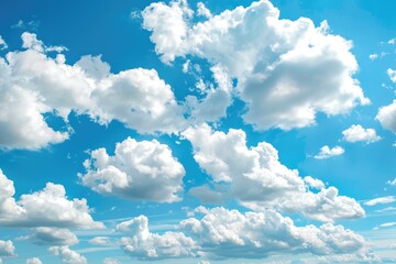 Poster - A bright blue sky filled with fluffy white clouds