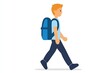 © Konstiantyn Zap - Animated Character Boy Walking with Blue Backpack - Children, School, Backpack, Cartoon, Illustrative Icon