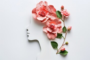 Poster - A woman wearing pink flowers in her hair, possibly for a celebration or festival