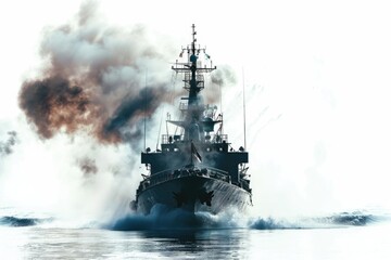 Aufkleber - A large boat on water with smoke coming out from its chimney