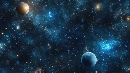 Poster - 2d illustration of a realistic star pattern background showcasing deep interstellar space with brigh
