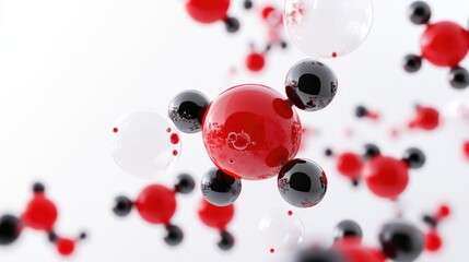 Poster - 3D abstract illustration of molecules or atoms against a white background representing concepts in digital technology science chemistry and medicine