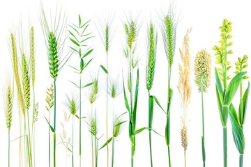 Poster - A variety of plants arranged on a clean and plain white surface