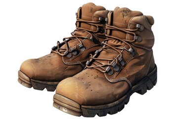 Aufkleber - A pair of brown work boots on a plain white background