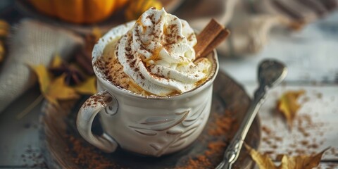 Wall Mural - Homemade Whipped Cream and Cinnamon Topped Pumpkin Mug Cake