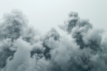 Poster - A plane flying through a cloud of smoke, good for use in images about aviation or air travel