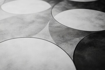 Poster - A closeup view reveals a minimalistic design with concentric circles displaying various shades of gray creating an elegant, modern aesthetic