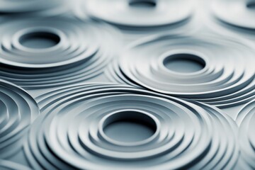Poster - A detailed view of a geometric design with concentric circles in shades of gray, highlighting a minimalistic approach to contemporary patterns