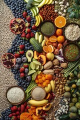 Aufkleber - Colorful arrangement of various fruits and veggies, perfect for a healthy snack or meal display