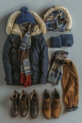 Aufkleber - Clothing and shoes arranged neatly on a table, perfect for showcasing or displaying merchandise
