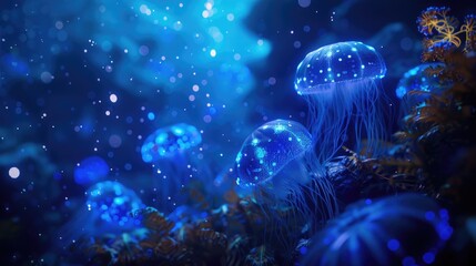 Aufkleber - Jellyfish floating in the water, various species and colors