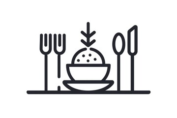 Poster - A simple still life image of a bowl and fork in black and white