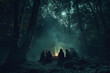 © Duckai - Coven in the woods gathers at midnight to perform dark magic rituals under the eerie light of the moon