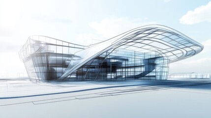 Poster - 3D concept sketch of an architectural structure