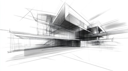 Poster - 3D concept sketch of an architectural structure