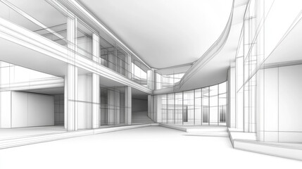Poster - 3D concept sketch of an architectural structure