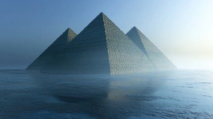 Poster - 3D conceptual rendering of a four layered pyramid set against a perspective backdrop