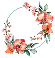 Poster - PNG Elegant floral wreath illustration