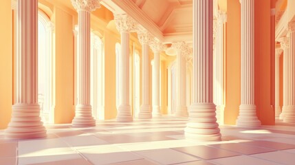 Aufkleber - 3d illustration featuring abstract architectural elements and columns