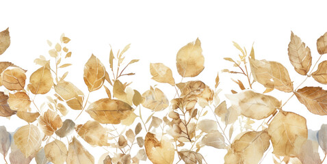 Wall Mural - PNG Gold color leaves backgrounds pattern plant.