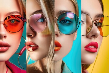 Poster - Group of women wearing glasses with various colors