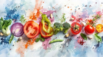 Wall Mural - A selection of fresh vegetables arranged on a table